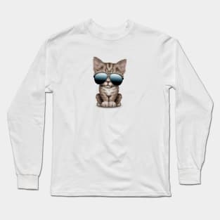 Cute Kitten Wearing Sunglasses Long Sleeve T-Shirt